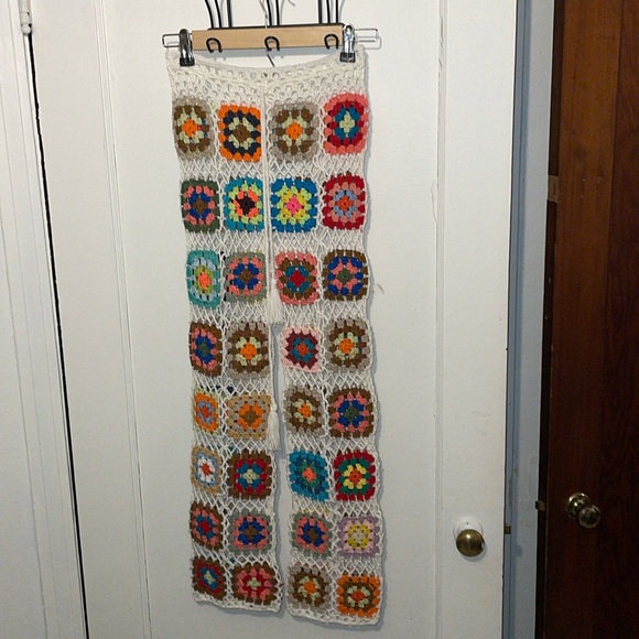 Pants - Handmade Granny Square Crochet Boho Hippie pants
